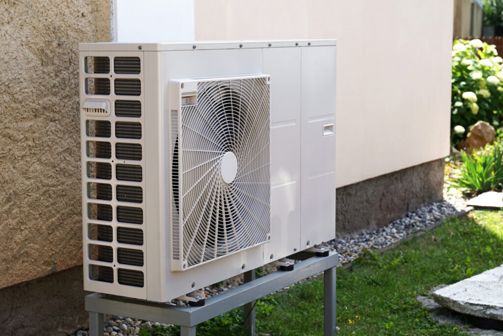 Heat pump unit outside a home